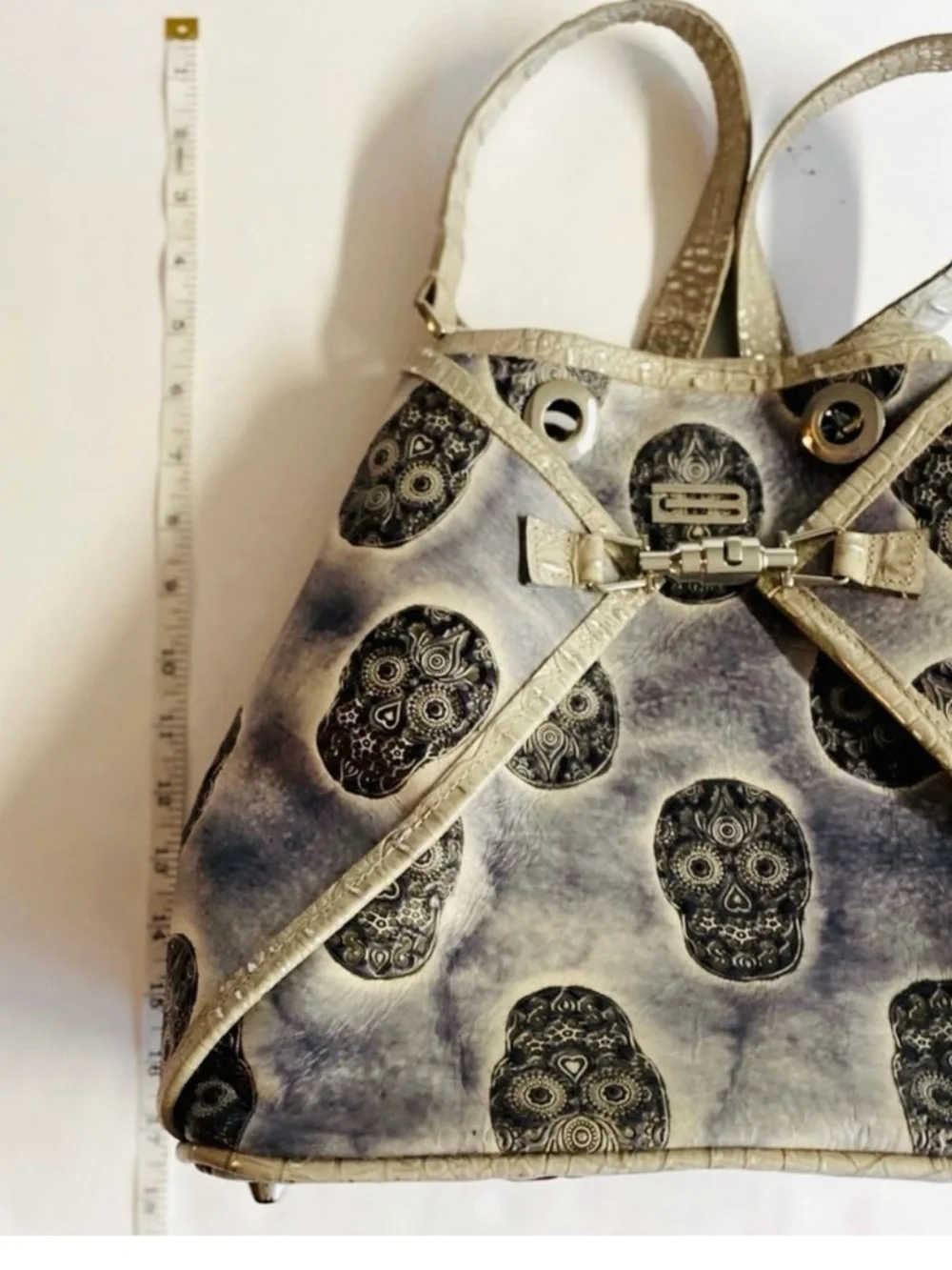Limited BSWANKY Couture Silver Sugar Skull Reversible Backpack/Shoulder Bag